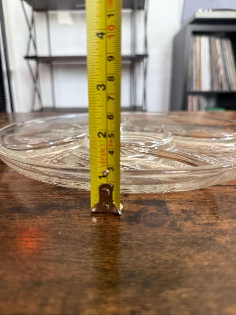 Clear Floral Glass Serving Platter - Clear